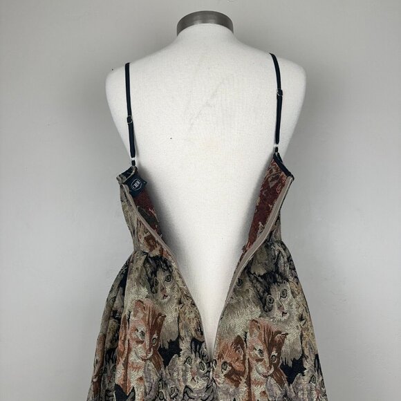 Cider Dress Women L Cat Lover Tapestry Jacquard Jumper Vintage Pinafore - Picture 8 of 15